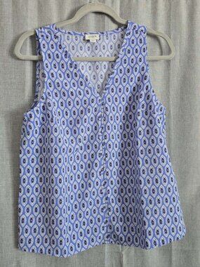 J.Crew Tank Top Blue Size Small Geometric Design